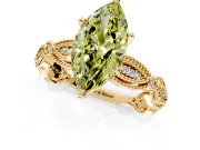 Solitaire Engagement Ring Setting for Fancy Yellow Marquise Center with Marquise Panel Band and Prong Head in Yellow Gold