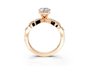 Solitaire Engagement Ring Setting for Oval Center with Criss-Cross Accent Band and Prong Head in Rose Gold