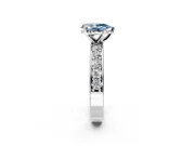 Solitaire Engagement Ring Setting for Fancy Blue Pear-Shaped Center with Channel-Set Accents and Prong Head in White Gold