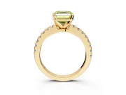 Solitaire Engagement Ring Setting for Fancy Yellow Asscher Cut Center with Single Row Accent Band and Prong Head in Yellow Gold