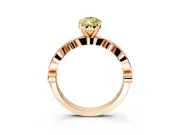 Solitaire Engagement Ring Setting for Fancy Yellow Pear-Shaped Center with Milgrain Bezel Accents and Prong Head in Rose Gold