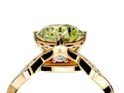 Solitaire Engagement Ring Setting for Fancy Yellow Round Cut Center with Accented Twist Band and Leaf Prong Head in Yellow Gold