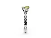 Solitaire Engagement Ring Setting for Fancy Yellow Heart-Shaped Center with XO Engraved Band and Prong Head in White Gold