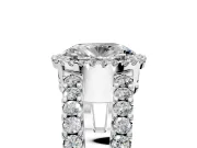 Halo Engagement Ring Setting for Oval Center with Wide-Open Pave Split Shank and Prong Head in Platinum