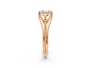 Solitaire Engagement Ring Setting for Asscher Cut Center with Milgrain Cathedral Band and Prong Head in Rose Gold