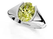 Tension Engagement Ring Setting for Fancy Yellow Oval Center with Wide Tapered Band and Tension Head in Platinum