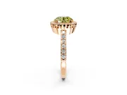 Halo Engagement Ring Setting for Fancy Yellow Round Cut Center with Inner Milgrain Border and Prong Head in Rose Gold