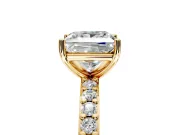 Solitaire Engagement Ring Setting for Princess Cut Center with Round Cut Pave Band and Prong Head in Yellow Gold