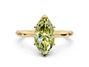 Solitaire Engagement Ring Setting for Fancy Yellow Marquise Center with Bamboo Band and Prong Head in Yellow Gold