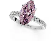Solitaire Engagement Ring Setting for Fancy Pink Marquise Center with Fine Pave Band and Claw Prong Head in Platinum