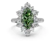 Floral Halo Engagement Ring Setting for Fancy Green Marquise Center with Pave Accents and Prong Head in Platinum