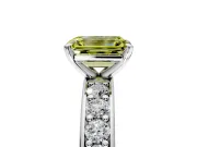 Solitaire Engagement Ring Setting for Fancy Yellow Emerald Cut Center with Channel-Set Accents and Prong Head in Platinum