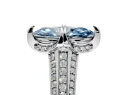 Solitaire Engagement Ring Setting for Fancy Blue Marquise Center with Accented Split Shank and Prong Head in White Gold