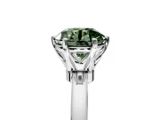 Solitaire Engagement Ring Setting for Fancy Green Round Cut Center with Plain Band and Tulip Prong Head in Sterling Silver
