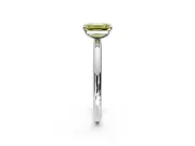 Low-Set Solitaire Engagement Ring Setting for Fancy Yellow Emerald Cut Center with Thin Plain Band and Prong Head in White Gold
