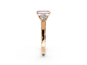 5 Stone Engagement Ring Setting for Fancy Pink Emerald Cut Center with Equal Close-Set Accents and Prong Head in Rose Gold