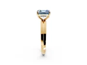 Solitaire Engagement Ring Setting for Fancy Blue Asscher Cut Center with Wide Knife Ridge Band and Prong Head in Yellow Gold