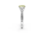 Cluster Engagement Ring Setting for Fancy Yellow Radiant Cut Center with Bezel Accent Clusters and Prong Head in Platinum
