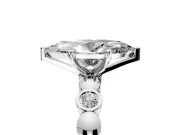 Solitaire Engagement Ring Setting for Marquise Center with Beaded Bezel Station Band and Prong Head in Sterling Silver