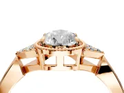 Cluster Engagement Ring Setting for Pear-Shaped Center with Milgrain Shoulder Clusters and Prong Head in Rose Gold