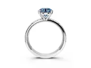 Solitaire Engagement Ring Setting for Fancy Blue Round Cut Center with Scrollwork Band and Prong Head in Platinum
