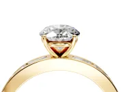 Solitaire Engagement Ring Setting for Oval Center with Channel Baguette Band and Prong Head in Yellow Gold