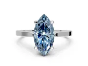 Solitaire Engagement Ring Setting for Fancy Blue Marquise Center with Tapered Shoulders and Prong Head in Platinum