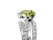 Solitaire Engagement Ring Setting for Fancy Yellow Heart-Shaped Center with Woven 3-Strand Pave Band and Prong Head in Sterling Silver