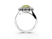 Cluster Halo Engagement Ring Setting for Fancy Yellow Princess Cut Center with Milgrain Bezel Accents and Prong Head in White Gold