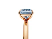 Low-Set Solitaire Engagement Ring Setting for Fancy Blue Princess Cut Center with Thin Plain Band and Prong Head in Rose Gold
