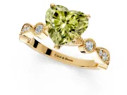 Solitaire Engagement Ring Setting for Fancy Yellow Heart-Shaped Center with Milgrain Bezel Accents and Prong Head in Yellow Gold