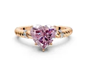 Rope Engagement Ring Setting for Fancy Pink Heart-Shaped Center with Accent Shoulders and Prong Head in Rose Gold