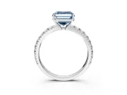 Solitaire Engagement Ring Setting for Fancy Blue Asscher Cut Center with Large Accent Band and Prong Head in Platinum