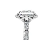 Floral Engagement Ring Setting for Princess Cut Center with Pave Band and Floral Prong Head in Sterling Silver