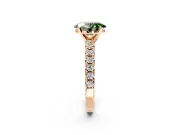 Solitaire Engagement Ring Setting for Fancy Green Oval Center with Large Accents and Prong Head in Rose Gold