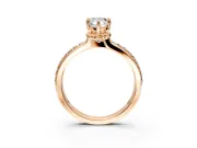 Solitaire Engagement Ring Setting for Pear-Shaped Center with Raised Channel Band and Prong Head in Rose Gold
