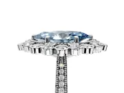Milgrain Halo Engagement Ring Setting for Fancy Blue Marquise Center with Bezel Point Accents and Prong Head in Sterling Silver