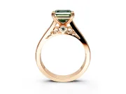 Solitaire Engagement Ring Setting for Fancy Green Asscher Cut Center with Channel Band and Double Claw Prong Head in Rose Gold