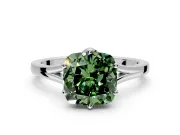 Solitaire Engagement Ring Setting for Fancy Green Cushion Cut Center with Plain Split Shank and Prong Head in White Gold