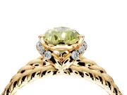 Halo Engagement Ring Setting for Fancy Yellow Pear-Shaped Center with Rope Twist Split Shank and Prong Head in Yellow Gold