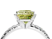 Solitaire Engagement Ring Setting for Fancy Yellow Princess Cut Center with Large Accents and Prong Head in White Gold
