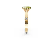 Solitaire Engagement Ring Setting for Fancy Yellow Oval Center with Carved Leaf Shoulders and Prong Head in Yellow Gold