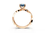 Solitaire Engagement Ring Setting for Fancy Blue Emerald Cut Center with Pave and Plain Crossover Band and Prong Head in Rose Gold