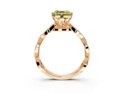 Solitaire Engagement Ring Setting for Fancy Yellow Asscher Cut Center with Accented Twist Band and Leaf Prong Head in Rose Gold