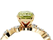 Solitaire Engagement Ring Setting for Fancy Yellow Radiant Cut Center with Bar-Station Pave Twist and Prong Head in Yellow Gold