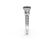 Channel-Set Engagement Ring Setting for Fancy Black Radiant Cut Center with Baguette Band and Prong Head in Platinum
