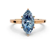 Solitaire Engagement Ring Setting for Fancy Blue Marquise Center with Flat-Sided Plain Band and Prong Head in Rose Gold