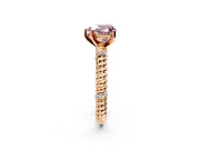 Rope Engagement Ring Setting for Fancy Pink Heart-Shaped Center with Accent Shoulders and Prong Head in Rose Gold