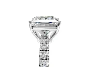 Solitaire Engagement Ring Setting for Princess Cut Center with Large Accent Band and Prong Head in White Gold