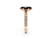 Milgrain Pave Engagement Ring Setting for Fancy Black Marquise Center with Accent Band and Prong Head in Rose Gold